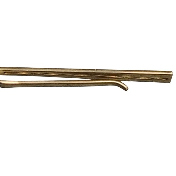 Vintage Swank Signed Gold-Tone Tie Clip Bar Open Work Wavy Cutout Design - Picture 6 of 6